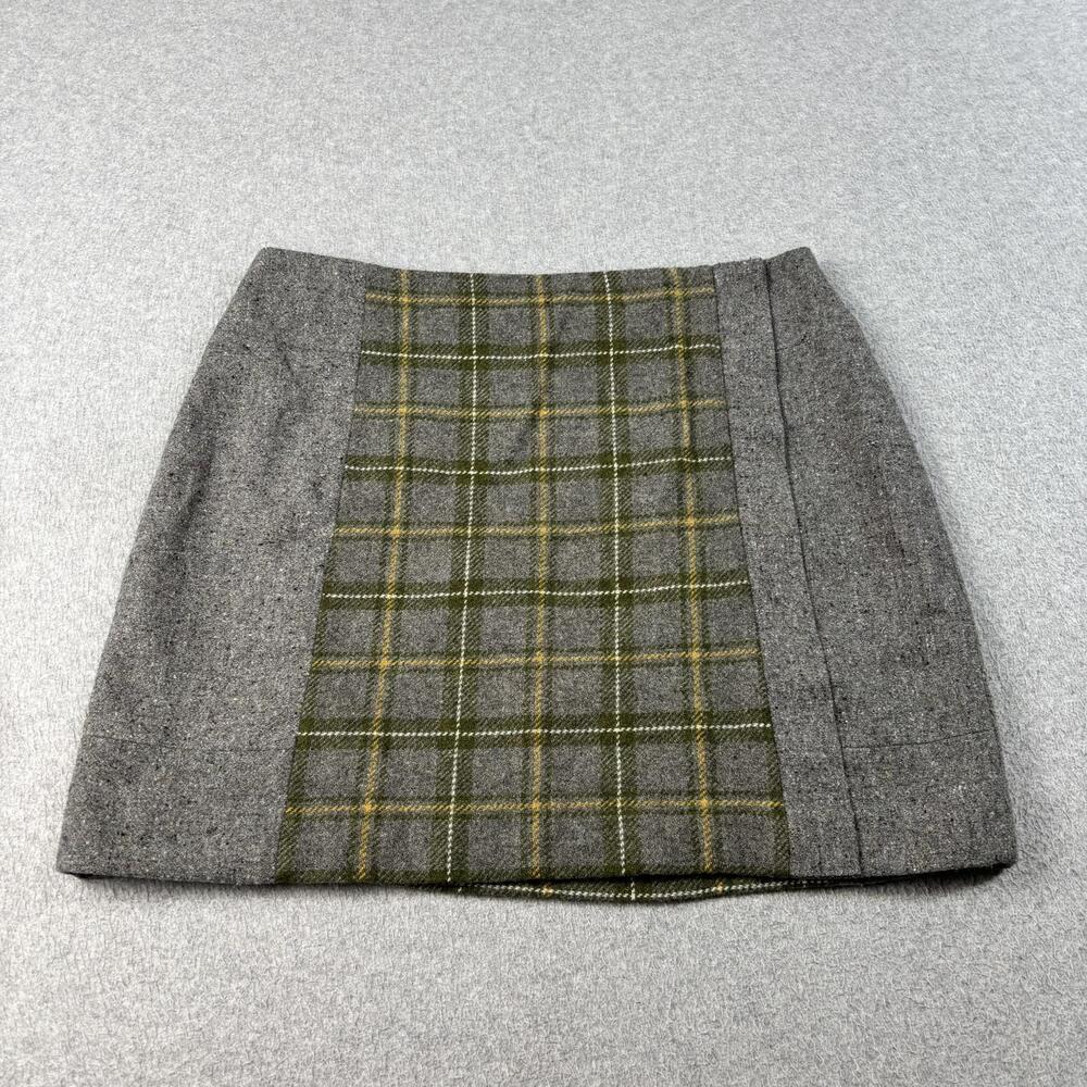 Banana Republic Mini Skirt Women 10 Gray Plaid Wool Tweed Short Heritage Academi